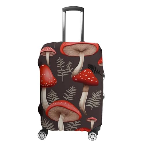 Red Mushrooms Luggage Covers Tsa Approved Suitcase Cover Elastic Washable Luggage Sleeve Carry on Cover Protector Anti-Scratch Suitcase Protector Fits 19-30 Inch Case(XL)