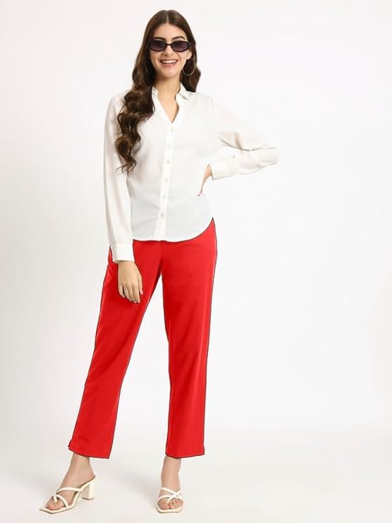 Image of Aarav Fabric Women's 100% Cotton Casual Pant | Ankle Length Regular fit Cotton Trouser | Straight Fit Formal Pants for Kurti, Office, Casual and Daily Outdoor Lifestyle