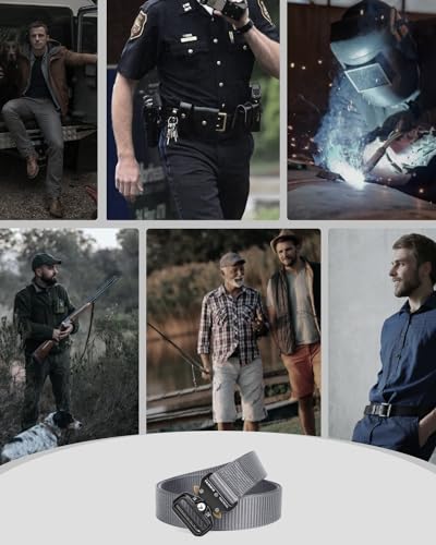 Image of FAIRWIN Tactical Belt, Military Style Webbing Riggers Web Gun Belt with Heavy-Duty Quick-Release Metal Buckle