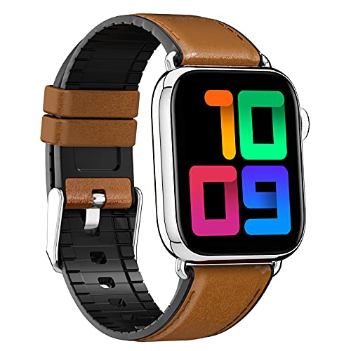Smartwatch, Sportuhr Smart Armbanduhr 1.69 Zoll mit Pulsmesser Schlafmonitor, Pulsuhren Blutsauerstoff Blutdruckmessgeräte, Personalisierte Uhrengesichter, Fitness Tracker für Herren Damen ,Braun Cover