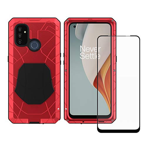 Get Discount 70% Price Feitenn Oneplus Nord N100 5G Metal Case, Heavy Duty Military Bumper Shockproof Rugged Defender Silicone Rubber Armor Cover Protective Outdoor Men Screen Protector for Oneplus Nord N100 5G 2020 - Red