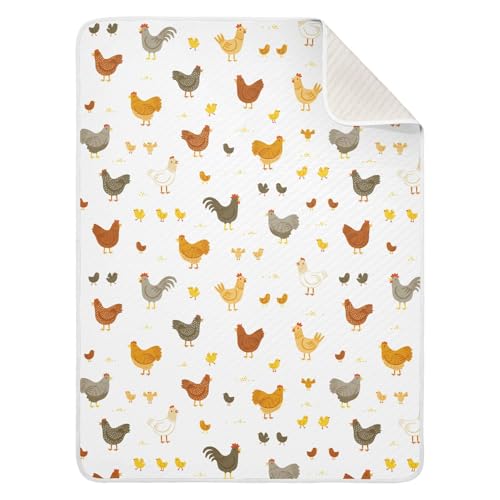Image of Chickens and Chicks Baby Swaddle Blanket for Boys and Girls, Muslin Baby Receiving Swaddle Blanket, Soft Cotton Nursery Swaddling Blankets for Newborn Toddler Infant