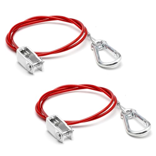 TNSLAND 2 Pièces Cable Remorque Câble ce Sécurité pour Remorques à Frein Normal Rouge Remorque à Câble Fixe de 1 Mètre pour Toutes Les Remorques Freinées Courantes