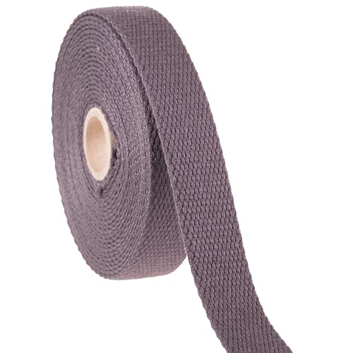 Shelver Heavy Duty Cotton Webbing Strap, 1 or 1.5 Inches and Colours, 5m (Grey, 25mm), 25mm / 5 Metres