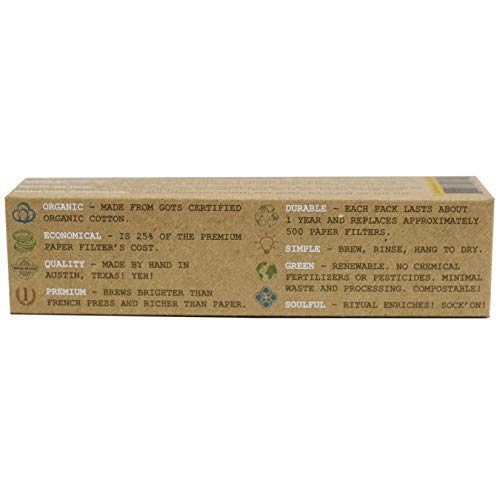 Coffeesock Reusable Filters Made To Fit Hario V60-02 Style - Gots Certified Organic Cotton Reusable Coffee Filters,Natural (V60-02) #TOP4