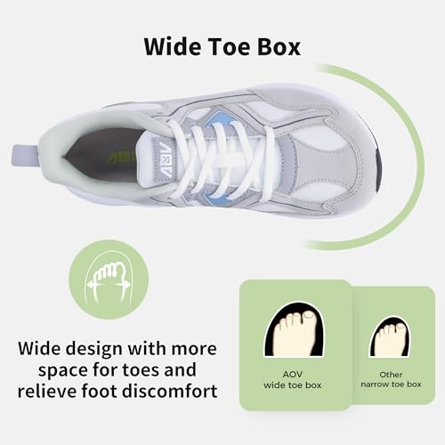 Image of AOV Wide Toe Box Shoes Women Arch Support Walking Shoes for Plantar Fasciitis Orthotic Tennis Sneakers