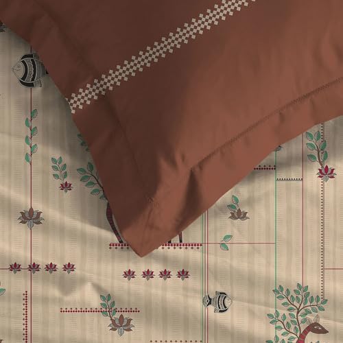 Image of MYTRIDENT Soft Comfort Bedsheet for Double Bed, 100% Cotton Bedsheet, 180 TC, Soft and Breathable, King Size Bedsheet with 2 Pillow Covers - Harini