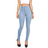 ❀❀ 【Material & Jeans Stil: 】60% Baumwolle, 38% Polyester, 2% Elasthan. Zerrissen; Artikeltyp: Ganzer Länge; Taille Typ: Hoch; Verschluss: Reißverschluss; Dekoration: zerrissen; Gewebeart: Weichspüler; Fit Typ: Skinny; Waschen: Licht. Frauen Jeans : bequem und trotzdem knalleng, Sie kann mit eleganten Sachen kombiniert werden oder sportlich mit Sneak.