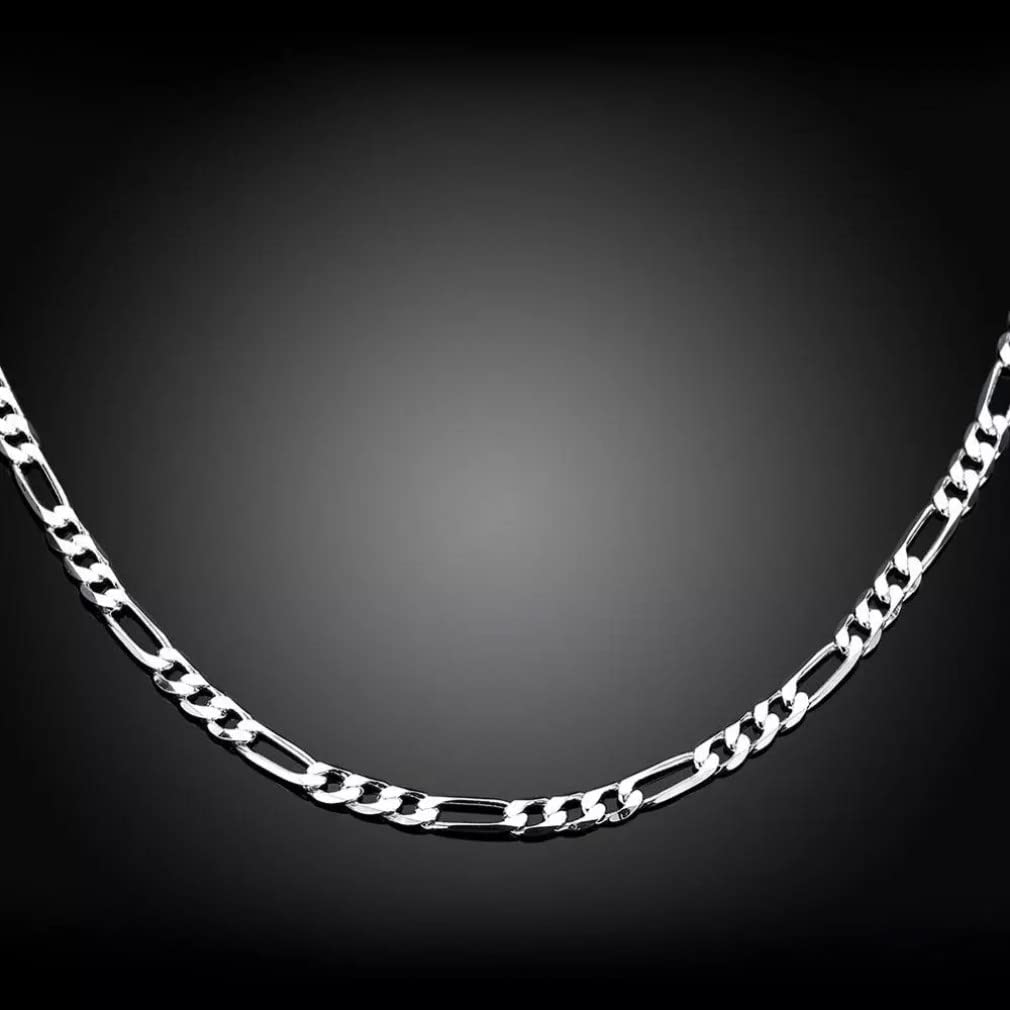 Pollici 4 mm Collana a Catena Laterale Piena Donna Regalo per Gioielli da Sposa