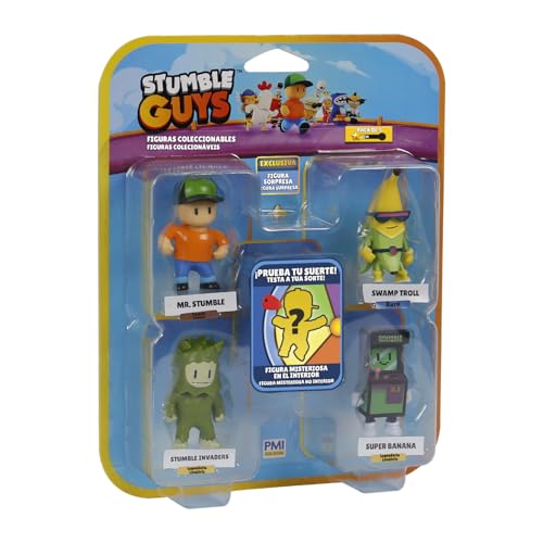 Bizak Stumble Guys Pack de 5 Figuras de acción 6 cm Set 4, 4 Grupos de Personajes para coleccionar, Licencia Oficial del Videojuego de derribos, Adultos Fans y niños o niñas Desde 8 años (64112045)