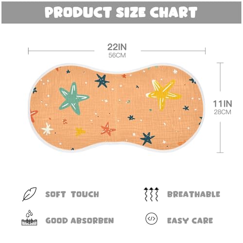 2 Pack Baby Burp Cloths, Soft Absorbent Burping Cloths for Babies, Cotton Milk Spit Up Rags, Large Size for Newborns, Baby Boys and Girls (Cute Stars)4