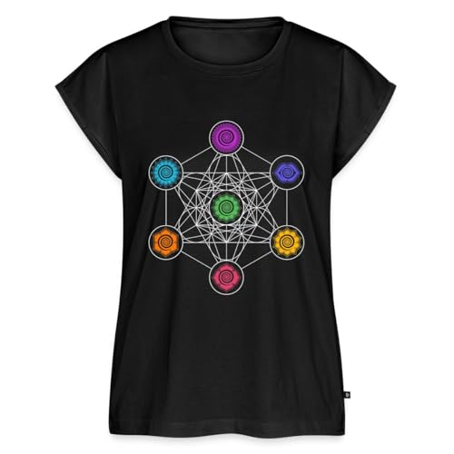 Spreadshirt Energiezentren Metatron Würfel 7 Chakren Frauen Casual T-Shirt, M,...