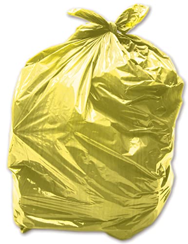 50 x Yellow 90L Medium-Duty (28 Micron / 112 Gauge) Alina Coloured Refuse Sack/Polythene Dustbin Liner/Plastic Bin Bag / 90 Litre Yellow Garbage Bag