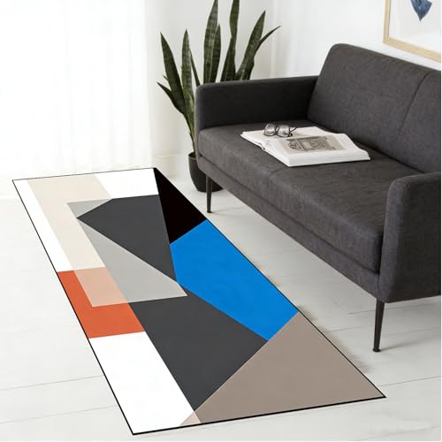 Alfombra pasillo de 75 x 240 cm antideslizante, lavable y moderna con diseño abstracto 3