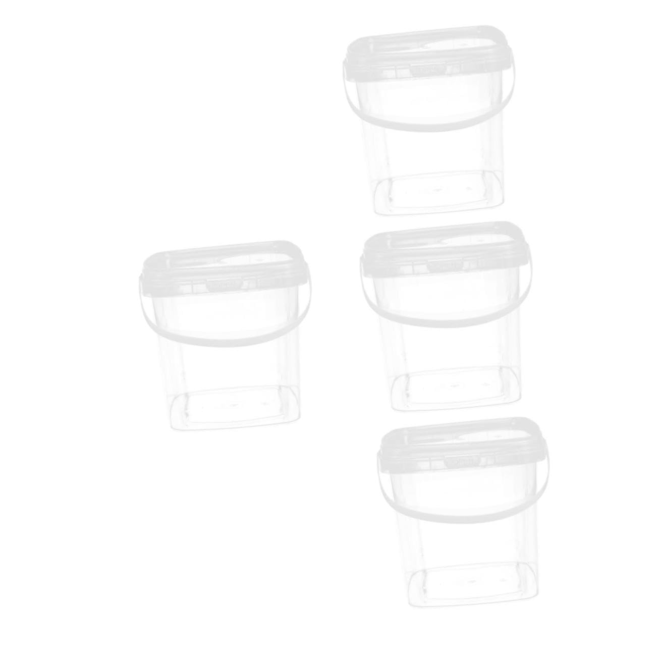 Cabilock 4 Piezas Cubo Plástico Cuadrado con Tapa Hermética y Asa Contenedor Apilable para Almacenamiento de Alimentos y Líquidos Resistente y Ligero para Picnic y Camping