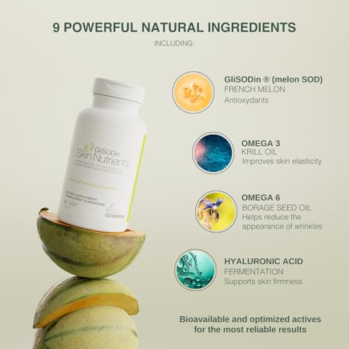 Image of GliSODin Anti-Aging - Skin Supplements Formulated with Moisturizing Ingredients - Clinically Proven to Help Achieve More Radiant Skin and to Improve The Appearance of Wrinkles - 90 Capsules