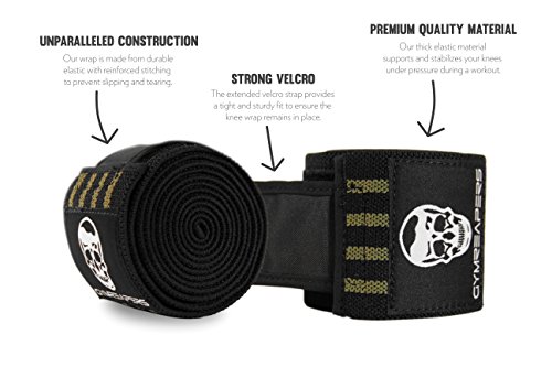 Gymreapers Knee Wraps (Pair) With Strap For Squats, Weightlifting, Powerlifting, Leg Press, And Cross Training - Flexible 72" Knee Wraps For Squatting - For Men & Women (Military Green) #TOP2