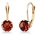 Gem Stone King 14K Yellow Gold Red Garnet Women's Earrings 2.00 Ctw Gemstone Birthstone Round 6MM