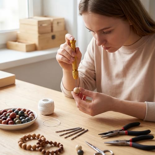 Image of Zhehao 59 Pieces Hand Drill Bits Set Include 49 Pcs Metal Pin Vise Hand Drill Micro Mini Twist Bits and 10 Pcs Tungsten Carbide PCB Rotary Tools for Resin Polymer DIY Jewelry Making Carving (Gold)