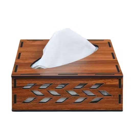 Wooden Tissue Box - Chevron Design -1