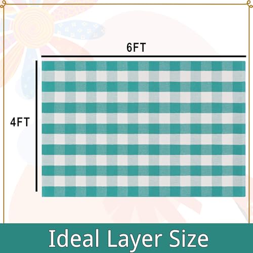 Buffalo Plaid Outdoor Rugs, 4'x6' Green and White Checkered Indoor/Outdoor Area Rug, Layering Rug for Hello/Welcome Door Mat, Washable Cotton Woven Farmhouse Mat for Spring Easter Front Porch Décor - Image 3