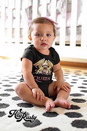 Queen Baby Grow Classic Crest Band Logo Official Black 0 To 24 Months Size Large (9-12 months)3