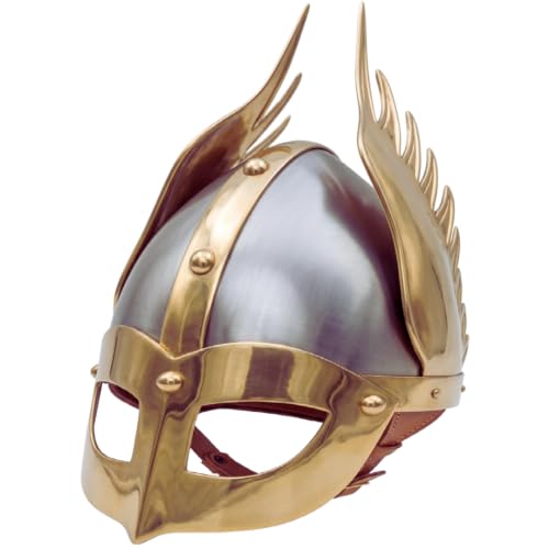 Image of AnNafi Medieval Wing Helmet with Eye Mask, Norman Nasal King Helmets, Viking Armor Winged Gladiator MF Doom Emperor Wings Armour Medeeval Helm for Adult, SCA LARP Replica Costume Steel 18g