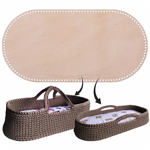 YourHobbyTools Base de madera con agujeros de 10 mm para ganchillo, cesta de moisés, placa de suelo de madera para cestas de bricolaje, base de ganchillo, diferentes tamaños (75 x 35 cm)