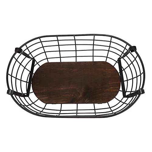 DOITOOL 1Pc Storage Basket Wire tpys stprage Wire Laundry Basket Oval Organizer Basket Desktop Books Holder Utility Storage Organizer Fruit Basket Daily use Wrought Iron Coffee Table
