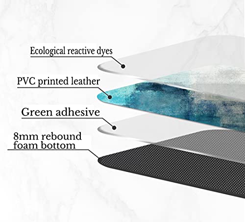 Ailuer Turquoise And Grey Kitchen Rugs And Mats, Large Size 59 Inch 2 Pieces Teal Cushioned Anti-Fatigue Kitchen Rugs Abstract Modern Art Kitchen Mats For Kitchen & Laundry #TOP5