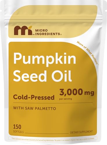 Micro Ingredients Pumpkin Seed Oil with Saw Palmetto 150 Softgels | Cold Pressed Pure Virgin Oil Essential Fatty Acids & Phytosterols | Natural Herbal Supplement | Non-GMO
