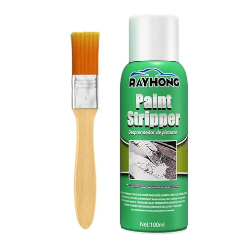 Image of Fast Acting Paint Remover Liquid 100ml | Heavy Duty Paint Stripper & Surface Cleaner for Wood Metal Glass Walls & Furniture | Multi Surface Coating Removal Solution with Brush
