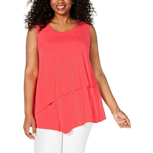 Alfani - Sudadera asimétrica sin mangas para mujer - Rojo - Small