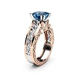 SXFSE Luxury and Shining Fashion Women Color Separation Rose Gold Wedding Engagement Floral Ring
