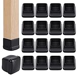Ezprotekt 16 PCS Chair Leg Cups for Carpet, 1.25 inch Chair Cups Furniture Sliders & Thermo-Plastic-Elastomer Combination of Leg Protector, Smoothly Slide on Carpet No Scratches Square