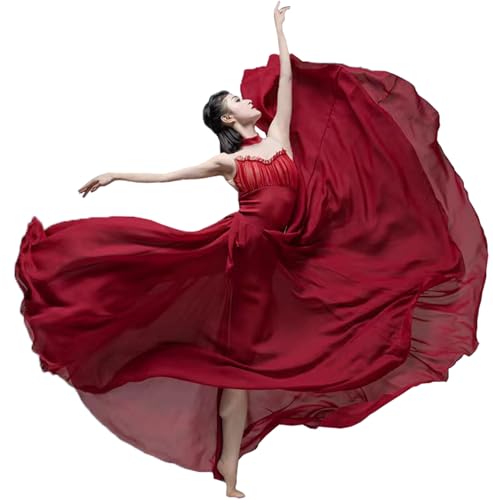 TLMNU Women's Lyrical Dance Skirt Gradient Color Chiffon Long Swing