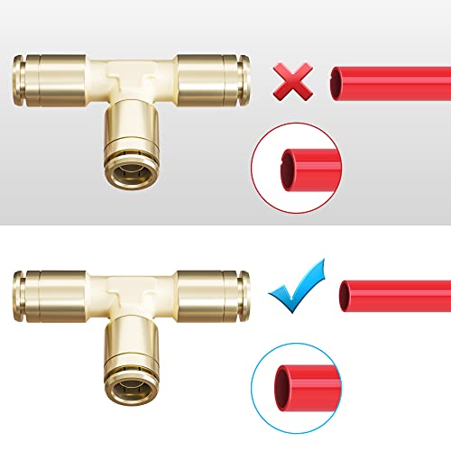 Hromee Push To Connect Union Tee Fittings, 1/4 Inch Od Tube Adapter For Air Spring Suspension Line Service Kit #TOP3