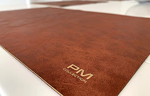 6er Tischset in Lora Leder Cognac Braun Cover