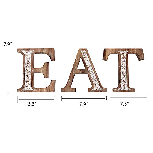Wartter Farmhouse Kitchen Eat Sign , Wall Mounted Decorative Wooden Letters With Carved Patterns #TOP4
