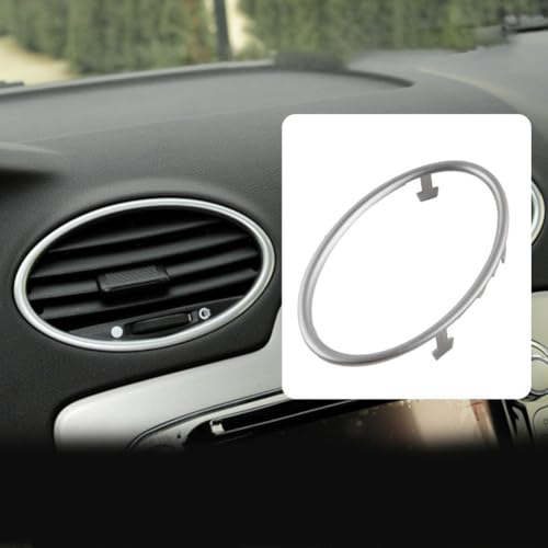 Lecreatekit 4 calcomanías de fibra de carbono para rejilla de ventilación para Ford Focus MK2 2005-2013, cubiertas decorativas de salida de CA con revestimiento epoxi, color plateado