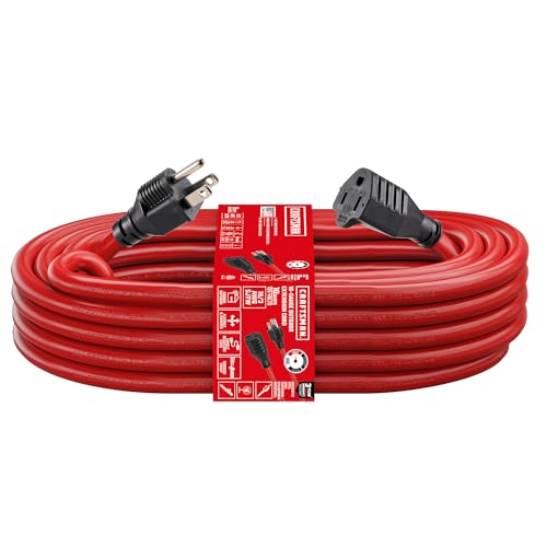 CRAFTSMAN 100 Ft. Indoor/Outdoor Extension Cord 16/3 SJTW, Waterproof Flexible Power Cable with 3-Prong Plug, 10A/1250W/125V, Heavy-Duty Contractor Cord, ETL Certified