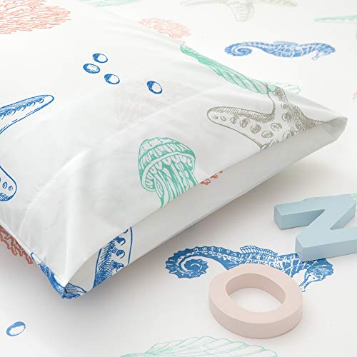 Jsd 4 PC KIDS PRINTED SET-STARFISH-TWIN Beach Theme Kids Sheet Set Twin, 3 Piece Starfish Jellyfish Coastal Summer Microfiber Bed Sheets Deep Pocket thumb #4
