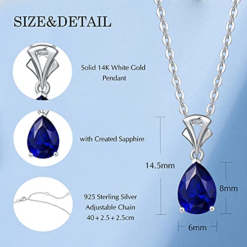 Colgante Zafiro Azul Sintético Oro Blanco y Cadena Plata