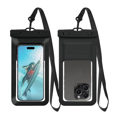 MOLOPPO Waterproof Phone Pouch/Case Dry Bags for iPhone 17 16 Pro Max/iPhone 15 Pro/14/13 for Samsung LG, IPX8 Cellphone Dry Bag Beach Cruise Ship Essentials, 1 Pack-Black-8.3″