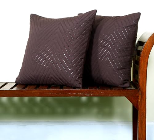 Image of RD TREND UltraSonic Microfiber Cushion Covers, 60 x 60 cm /24 x 24 inches, Set of 2, 250 TC,Back Zipper (Coffee)