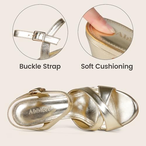 Image of Platform High Heels for Women Strappy Chunky Heels Sandals for Women Open Toe Block Heeled Sandals with Ankle Strap Summer Dress Shoes