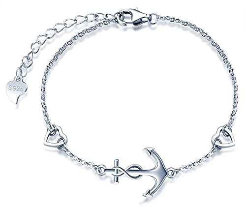 INFINIONLY Bracelet Femme Fille en Argent 925, Ancre Classique Avec Symbole de l'Infini Mignon, Ensemble de Bijoux Femme