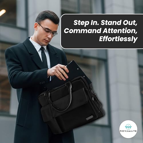 Image of Laptop Messenger Bag for Men & Women | Premium PU Vegan Leather Office Bag | Stylish Shoulder Bag Fits up to 15.6″ Laptop - Ideal for Work, Travel & College