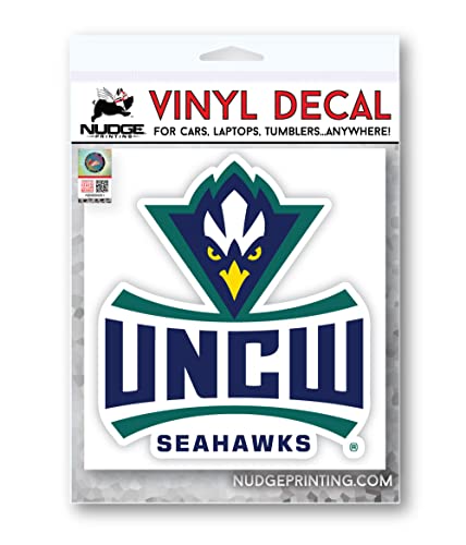 Image of Nudge Printing UNCW North Carolina Wilmington Seahawks Weatherproof Vinyl Sticker Car Decal from