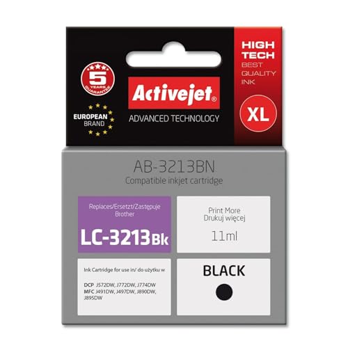 ActiveJet Tinta AB-3213BN (REEMPLAZO DE Brother LC3213BK, Supreme, 11 ML, Czarny)